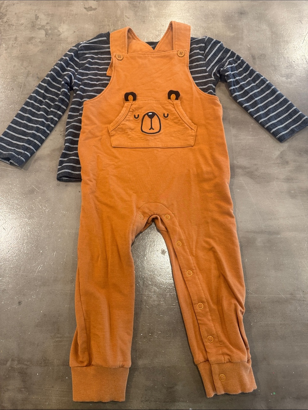 Play by Little Sleepies Kids Orange Bear Pocket Overalls